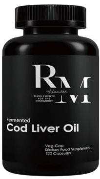 R&M Health Alaskan Fermented Cod Liver Oil and Concentrated Butter Oil Capsules - 120 per Bottle (Unflavoured). Rich in Vitamin A and D, Omega 3 Supplement 180 ml