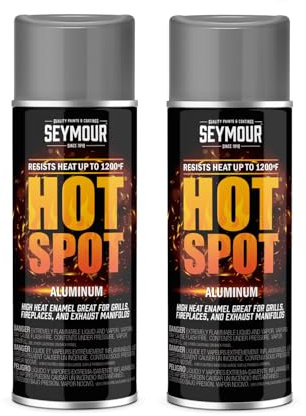 16-1201 Seymour Hot Spot Hi-Heat Resistant Spray Paint, Aluminum, 12 oz – 2-Pack, Up to 1200°F, Fast-Drying, Durable Finish