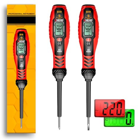 Spänningsprovare skruvdragare, kontaktlös fastestare, strömtestare 30 V-1000 V/11 V-450 V, uttagstestare med LCD-skärm och akustiskt larm, elektrikerverktyg för elektriker och