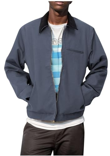 Generisch Winterjacke Herrenmit Zippe ÜbergangsjackeTaschen Herren-Jacken Langer äRmel Wintermantel Freizeit Jacke Winter Ohne Kapuze Herren-Mäntel für Arbeit Stadtbummel TrainingCasual
