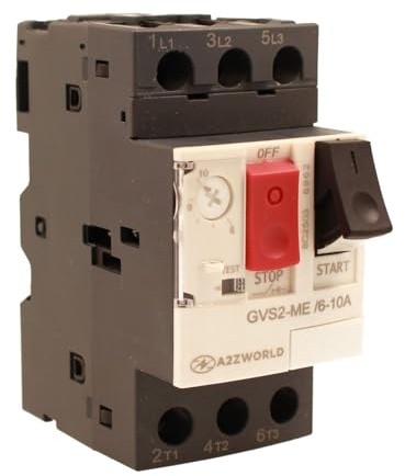 Salvamotore Termico 3P Tripolare per Protezione Motore, Regolabile 6-10A 4KW, Interruttore Termico Motore 2.5 Moduli DIN, 690V AC Per Monofase e Trifase