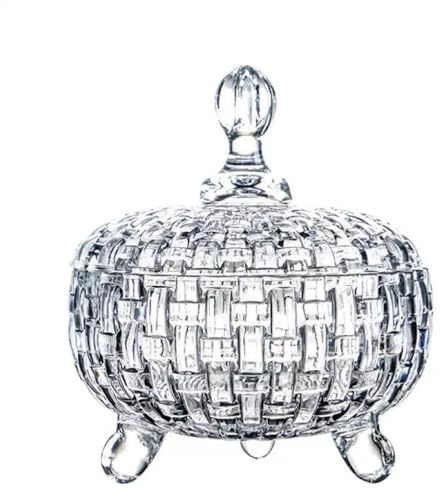 TÜDAZWKA Glas Bonbonbehälter mit Deckel Transparent Bonbonglas Süßigkeiten Schale Glas Bonbonschale Keksdose Zuckerdose für Buffet Party Hochzeit Bankett (Kleine(10.3x11.8cm))