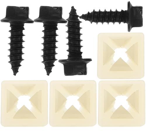 UKCOCO Set 8 Pezzi Viti e Clip per Montaggio Targa Auto in Nylon Resistente, Accessori Fissaggio Telaio Targa per Installazione Rapida e Duratura, Kit Elementi di Fissaggio per Targhe