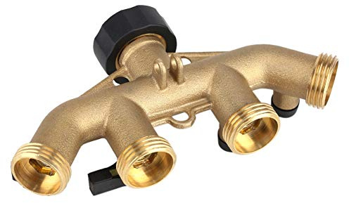 RASTKY 4 Way Brass Hose Pipe Splitter Durable Garden Irrigation Valve for Flowerbeds, Lawns, 3/4 Inch Tap Connector (#1)