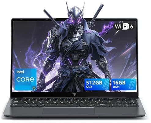 Tivique 15.6 inch Gaming Laptop with 12th Core i5-12600H Processor up to 4.50 GHz (Beat Ryzen 7 6800H) 12C(4P+8E)/16T - 16GB RAM DDR4*2 + 512GB M.2 PCIe 3.0 SSD, 1080P FHD,BT5.2, USB3.2, Type-C,WiFi 6