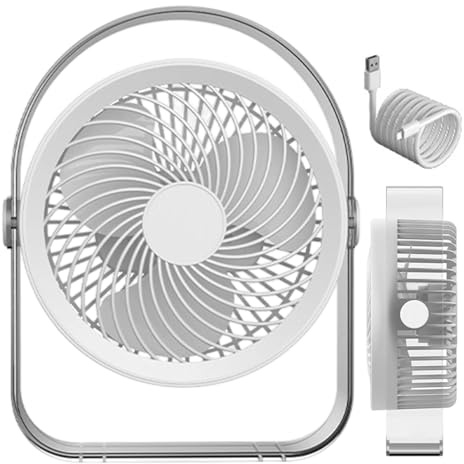 Genérico Ventilador de mesa | 5 velocidades recargable enfriador personal silencioso con luz,360 grados de inclinación ajustable, ventilador de mesa portátil - Para Dormitorio Playa Viaje Camping