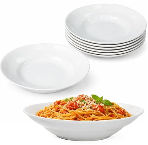 LIVELLO 6er Set Pastateller 26,5 cm aus Porzellan – Große weiße Teller für Pasta, Salat & Hauptgerichte – Elegantes, zeitloses Design – Ideal für Alltag & besondere Anlässe