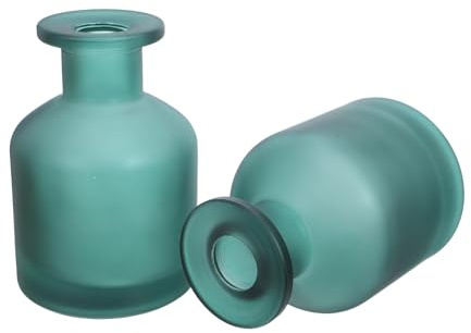 NUOBESTY 2 Piezas Botella de Vidrio Cilíndrica Verde de 130ml para Difusor sin Llama, Resistente y Recargable, Adecuado para Proyectos DIY y Oficinas