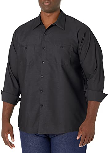 Red Kap industriell långärmad arbetsskjorta för män, Svart, 3XL