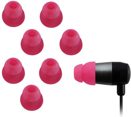 Xcessor Dual Flange Conical Replacement Silicone Earbuds 4 Pairs (Set of 8 Pieces). Compatible With Most in Ear Headphone Brands. Size: MEDIUM. Color: Blue (Hot Pink)