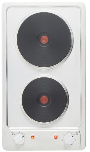 PKM Autarkes Kochfeld aus Edelstahl EB-DKF-2/ 30cm/ 6 Heizstufen / 2 Kochzonen/Blitzkochplatte/ 3000W/ Restwärmeanzeige/Signallampen/Knebel Bedienung/Schukostecker