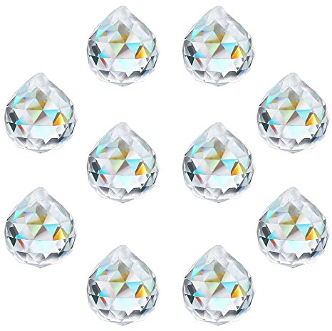 H&D HYALINE & DORA Klare Kristallkugel Prisma Sonnenfänger Kristall Anhänger, hängendes Glasdekor für Windows, Kronleuchter (20 mm, 10er Pack)