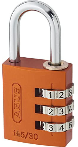 ABUS Combination Lock 145/30 Orange - Luggage Lock, Locker Lock and Much More. - Aluminium Padlock - Individually Adjustable Numerical Code - ABUS Security Level 3