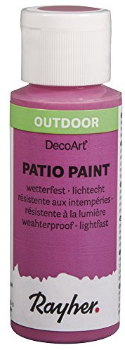 Rayher 38610267 Patio Paint, hot-pink, Flasche 59 ml, wetterfeste Acrylfarbe für Den Außenbereich, lichtecht, Farbe für Innen und außen, Outdoor-Farbe