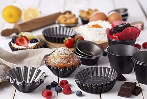 Juego de 6 moldes antiadherentes individuales para chocolate fundido, tazas de pudín, frambuesa, soufflé, tartas, darioles, ramekins, brownies, popopovers – tamaño 3.2 pulgadas