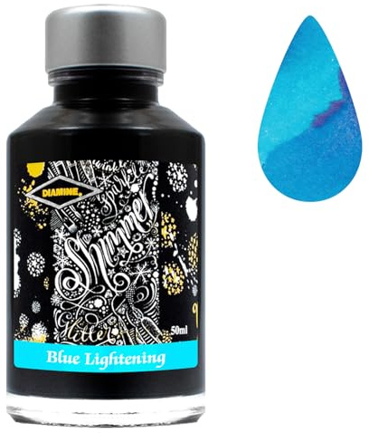 Diamine Shimmer Ink,Blue Lightning,Tinte,Schreibtinte im Tintenglas,50 ml