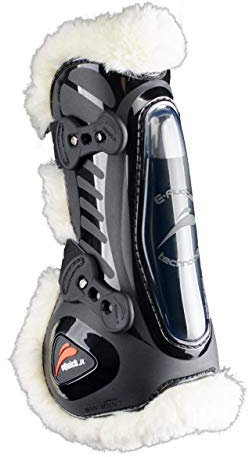 eQuick Gamasche eShock Legend No Kill Kunstlammfell mit Knopfverschluss Black Edition Farbe Schwarz, Größe M