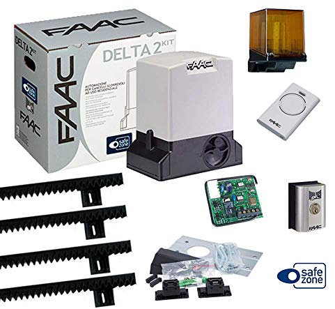Faac Delta 2 Kit Automazione Per Cancelli Scorrevoli ad uso Residenziale con peso Max 500KG + Cremagliera Hiltron completa di bulloni Inclusa (Barra per 4 Metri con 12 bulloni)