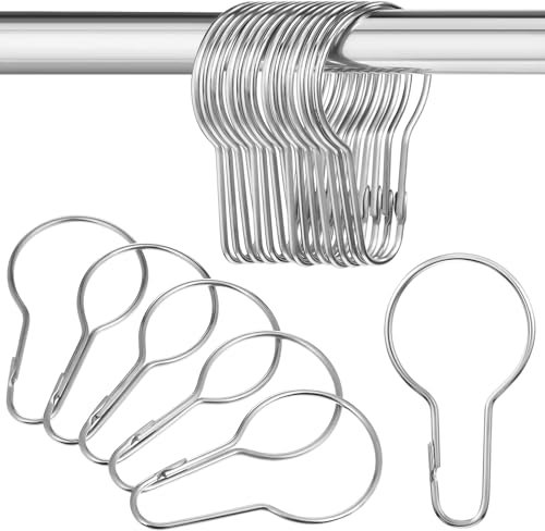 Healifty 20pcs Vorhangring mit Clips Edelstahl Vorhangclips öffnete Gardinenringe Vorhangklammer für Vorhang Duschvorhang Gardinenhaken (Silberr)