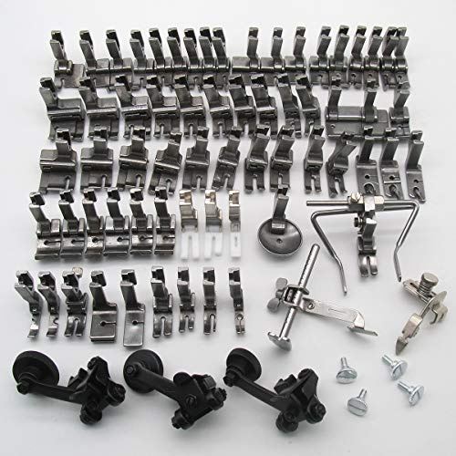 CKPSMS Nähfuß und Schraube, kompatibel mit Juki Marke DDL-5550, DDL-8500, DDL-9000, TL98E, TL-98Q, TL-2010Q Singer Marke 31–15, 195K, 196K Einzelnadel-Nähmaschine mit hohem Schaft, 73 Stück