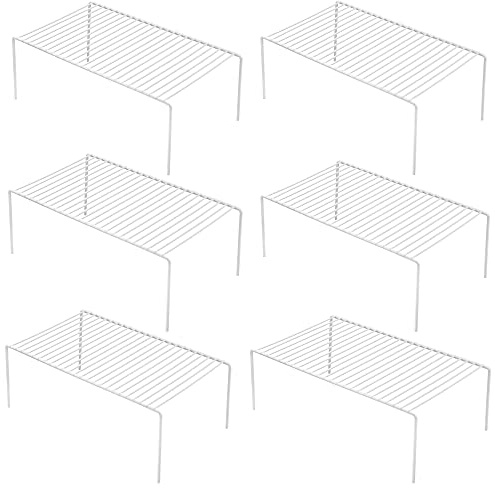 IPEGTOP 6 Stück großer Gefrierschrank-Regal, rostfreier Edelstahl, Küchenorganizer, platzsparend, für Kühlschrank, Speisekammer, Arbeitsplatten – Weiß