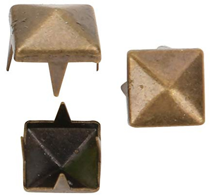 400 set di borchie a punta quadrata a ganasce, rivetti a punta in pelle fai-da-te borchie a punta quadrata rivetti borsa abbigliamento in pelle scarpe rivetto(7mm-Bronzo)