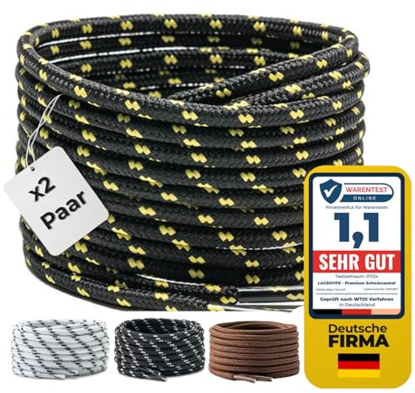 LaceHype 2 Paar Premium Schnürsenkel rund 4,5 mm Schühbänder aus Polyester | Reißfeste Schuhbänder für Arbeitsschuhe, Stiefel, Outdoorschuhe und Sportschuhe, Boots, Shoe Laces