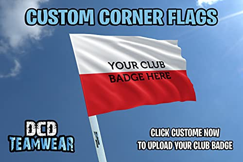Red and white personalised football corner flags customised with your team logo (Set of 4 flags) (4 Flags Only)