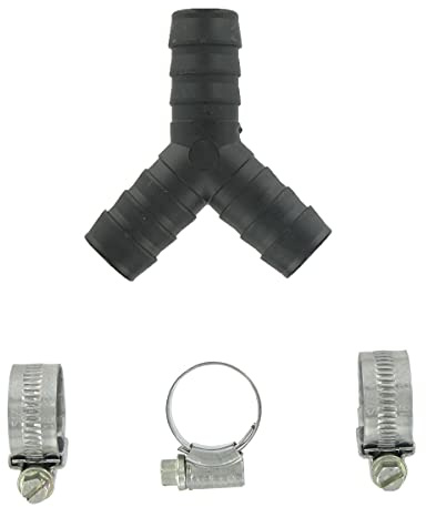 Paxanpax PLD1253 Universal 3-Way Y-Piece Hose Splitter Connector (17mm x 17mm x 17mm) & 3x 16mm-22mm Jubilee Clips Kit