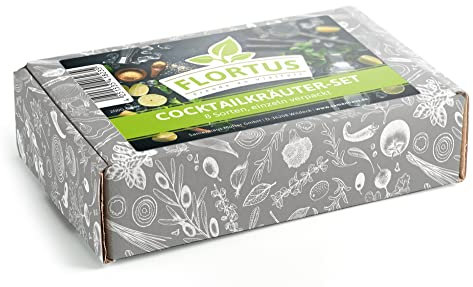 FLORTUS Cocktailkräuter Samen Set | Kräuter Set Geschenk | 8 verschiedene Kräutersamen | Cocktail Samen zur Anzucht für Garten, Balkon, Küche & Fensterbank