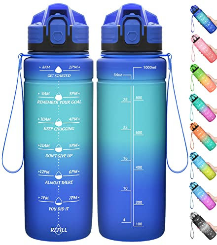 Coolfel Sport Trinkflasche 2l, 1,5l, 1l, 700ml, 500ml Trinkflasche Kinder Auslaufsicher, Motivierende Wasserflasche mit Zeitmarkierung Bpa Frei Tritan Trinkflasche für Mädchen, Junge, Schule, Gym