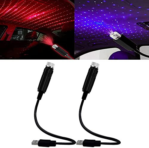 2Pcs Éclairage Intérieur de Voiture,3 Modes Dynamiques Projecteur de ciel étoilé à LED Projecteur de Planète Projecteur de Veilleuse étoile,pour Murs de Plafond de fête de Chambre à Coucher de Voiture