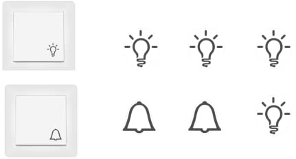 generic Smart Home Schalter Aufkleber Set mit Licht und Glocken Symbolen (RP26) (14 mm) für Erwachsene, transparent, wasserfest, für glatte Oberflächen, minimalistisch, wiederverwendbar, indoor
