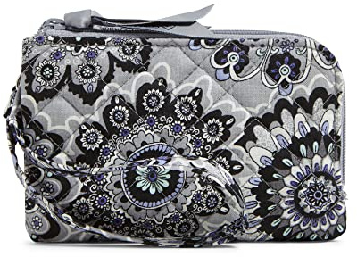 Vera Bradley damplånbok i bomull med dubbla dragkedjor och RFID-skydd., onesize