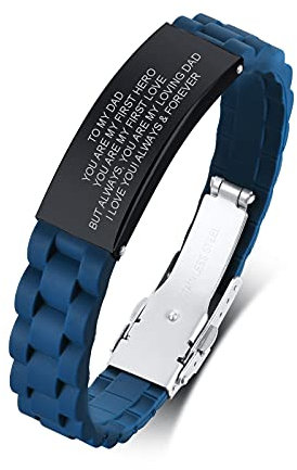 Schwarzes Silikonarmband aus Edelstahl,Blau Schwarz - Silikon - Du bist Mein erster Held.