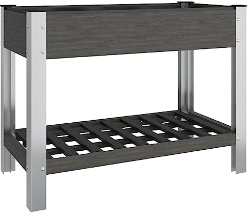 vidaXL Garten Hochbeet Pflanzkasten Blumenkasten Blumenbeet Pflanzbeet Gemüsebeet Kräuterbeet Gartenbeet Pflanzkübel mit Ablage Grau 100x50x75cm WPC