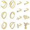 Rajnard 16PCS 316L Chirurgenstahl Nasenring Ohrstecker 20G 7mm Gold L-Form Nase Schraube Nase Hoop Ringe für Frauen Mädchen Edelstahl Nostril Piercing Schmuck