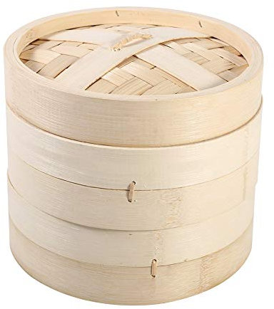 Paniers De Cuisson à la Vapeur En Bambou à Plusieurs Niveaux Pour la Cuisson 4 Tailles Panier à Vapeur En Bambou à 2 Niveaux(22cm)