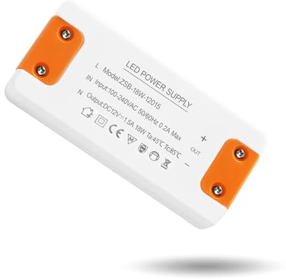 12V 18W, Alimentatore 12v 1.5A, 18W Trasformatore 220V a 12v, trasformatore 220v 12v ac, Driver LED AC a DC, Trasformatore LED Costante per Strisce LED e Luce a Bassa Tensione, Lampade LED