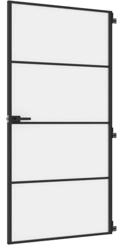 vidaXL Interior Door Slim Black 102,5x201,5 cm Tempered Glass and Aluminium