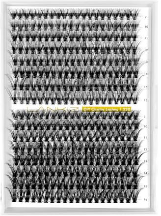 LANKIZ Wimpern 320pcs Einzel 30D+40D C Curl 9-16mm Mix Cluster Lashes DIY Künstliche Wimpern für Wimpernverlängerung