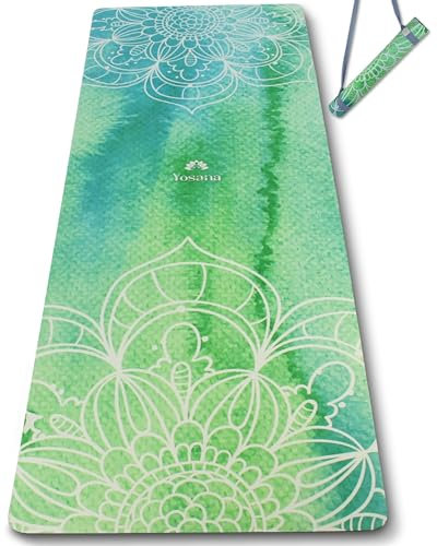 Yogamatte aus Naturkautschuk I Hot Yoga Mikrofaser Matte I Bikram Yogamatte Maschinenwaschbar I Yin Yoga Matte I Yogatuch und Matte in einem I feucht besonders rutschfest I 183 x 68 cm I 4mm