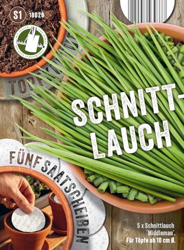 Saatscheiben Schnittlauch, 5 Stk, 8 cm Durchmesser, 10g, Anzucht Samen-Set drinnen auf der Fensterbank oder dem Balkon, im Balkonkasten oder im Hochbeet