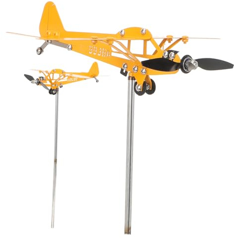 BESPORTBLE Airplane Garden Decoration Metal Wind Ornament Plane Weather Vane for Outdoor Patio Lawn and Backyard Unique Rotating Garden Art