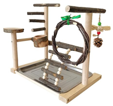Papageienständer | Vogelsitz-Spielplatz | Sittichstange Spielplatz | bissfestes Vogelkäfig-Zubehör, tragbares Vogelspielzeug Spielplatz für Nymphensittiche, Papageien, Wellensittiche und Sittiche