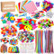 DIYDEC 1500+ Stück Bastelset Kinder, Scrapbooking Bastelset Bastelzubehör Basteln Bastelkoffer Bastelmaterial mit Pfeifenreiniger für Junge Mädchen Bastelbedarf