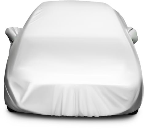 JECOMPRIS Housse de Voiture Argenté en Polyester Taffetas, Protection Véhicule Facile à Installer, Adaptée pour Usage Intérieur et Extérieur, Taille XL