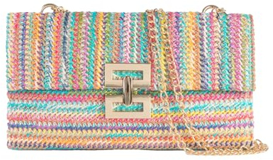 Straw Clutch Purses for Women Summer Beach Evening Handbags Boho Woven Envelope Wallet Flap Chain Crossbody Shoulder Bag
