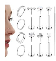 Adramata Nasenpiercing Chirurgenstahl Nasenring Nasenstecker Hypoallergen Helix Piercings Gewindeloses Einstecken Lippenpiercing Medusa Labret Piercing Ring Conch Tragus Piercing Ohr Gold/Silber