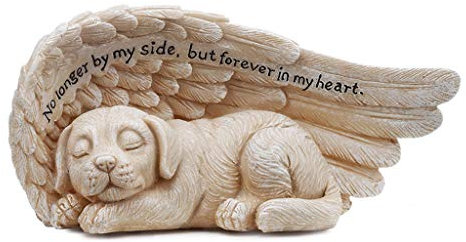 Pitadue Kleiner Hund im S-Flügel Gartenstatue mit Inschrift Trauer Hund Hund Haustier Gedenkstein